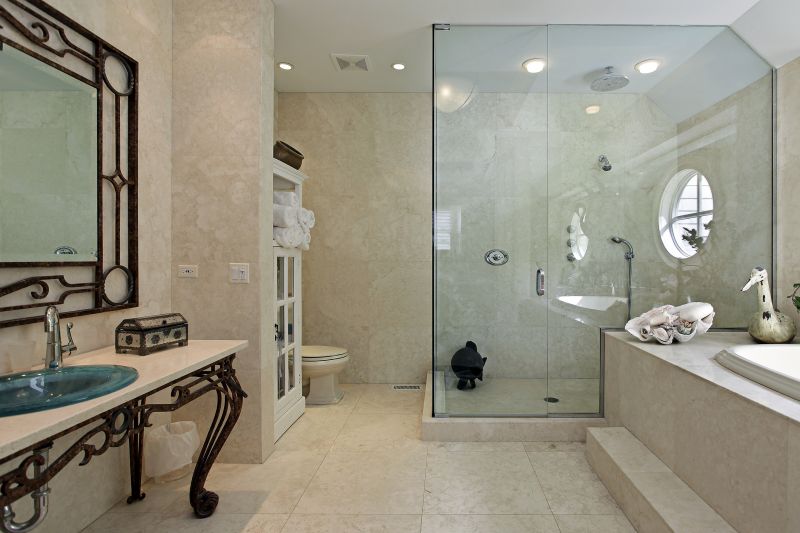 Glass Enclosed Shower with Bench